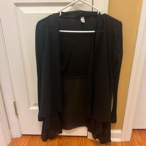 Black Sheer Open Front Cardigan
